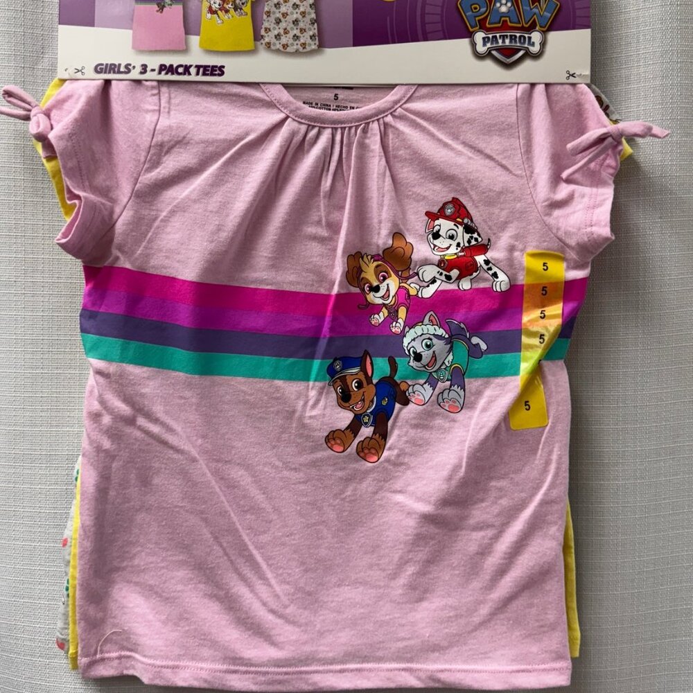 NWT Girls 3-Pack T-Shirts Paw Patrol -5